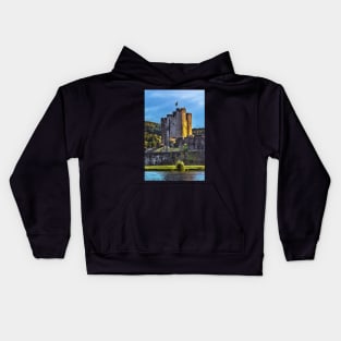 Towers Of Caerphilly Castle Gatehouse Kids Hoodie